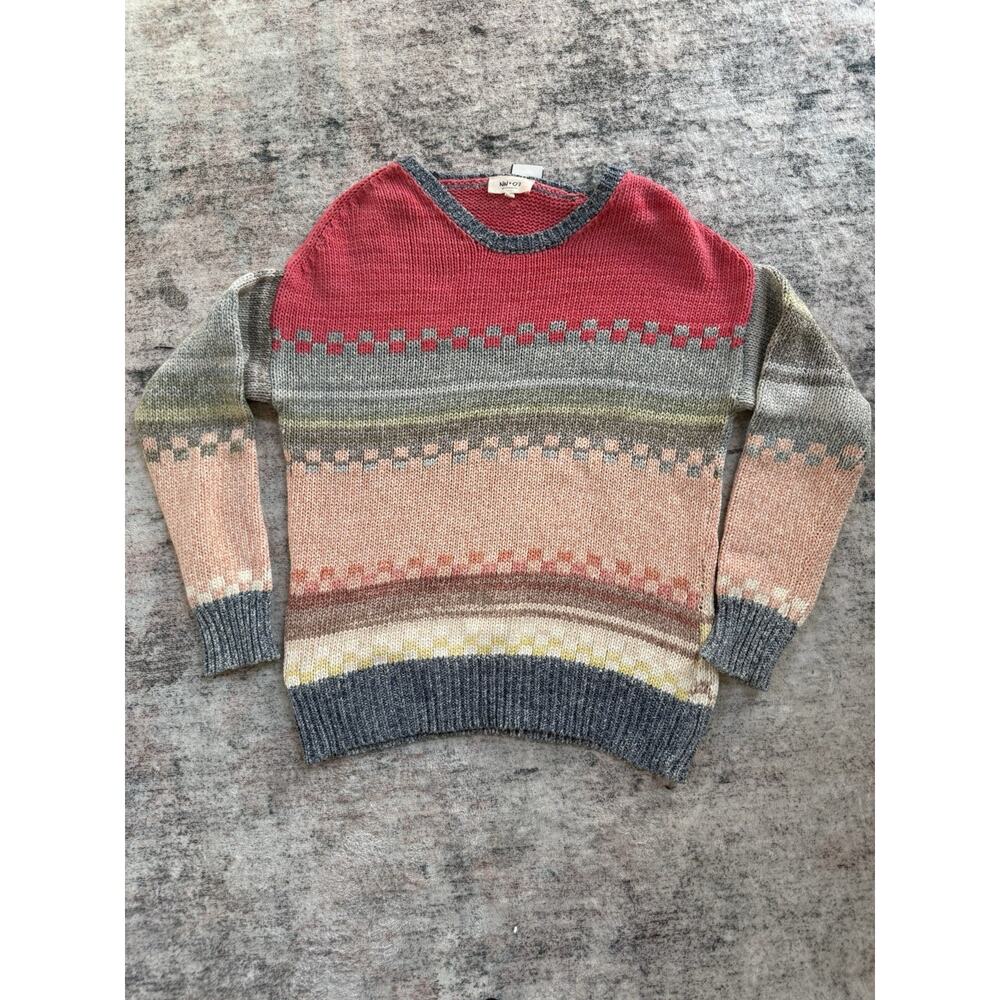 NN07 No Nationality Cotton Dora Sweater Sz XS Chunky Colorful Aztec Festival